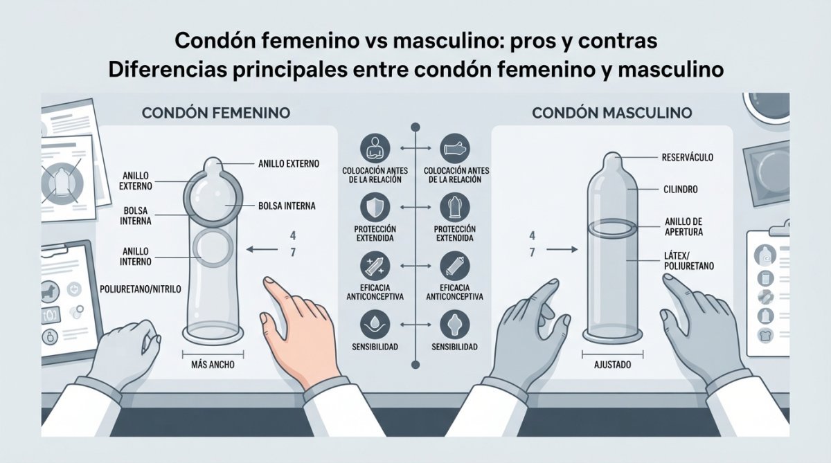Condón femenino vs masculino: pros y contras